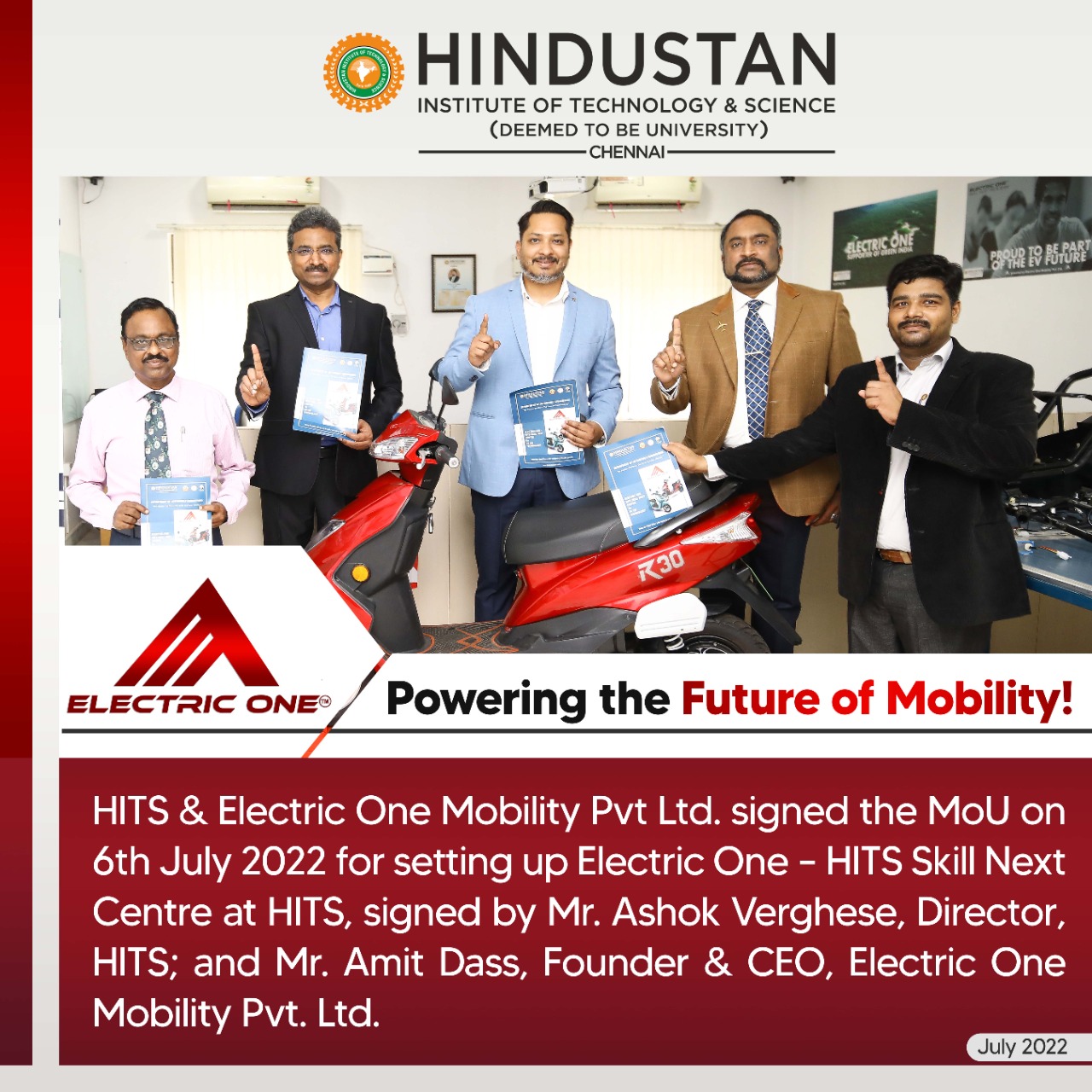 mou signed with electric one mobility