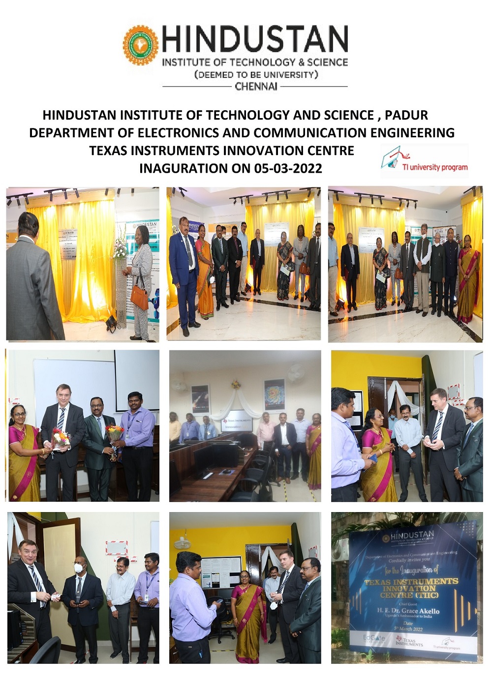 Inauguration of Texas Instruments Innovation Centre