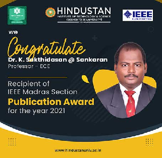 IEEE PUBLICATION AWARD DR.K.SAKTHIDASAN